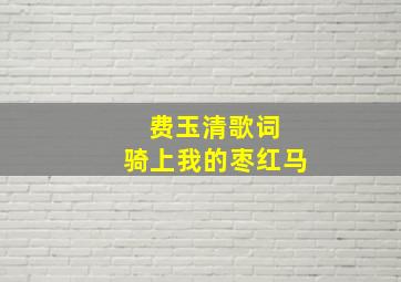 费玉清歌词 骑上我的枣红马